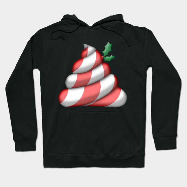 Christmas Candy Cane Poop Emoji Hoodie by reapolo